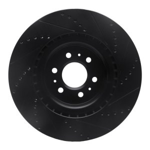 Cadillac STS Brake Rotor (1) - Front Left - R1 Concepts - Drilled & Slotted - Black - `04-`11